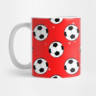 Football / Soccer Balls - Seamless Pattern on Red Background Mug